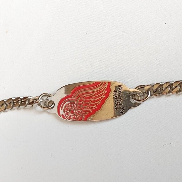 DETRIOIT RED WINGS Silver Tone Chain Bracelet NHL Stainless Steel Unisex - Picture 4 of 7